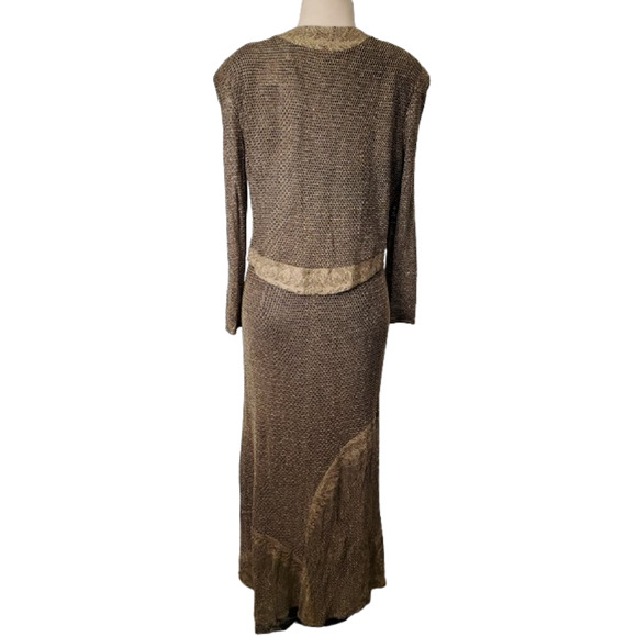 Damianou vintage women's gold 2pc dress set size L - Picture 4 of 5